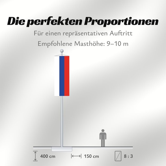 Proportionen der Flagge: Russia	Russian Federation	Russie	Rusia	Russische Föderation