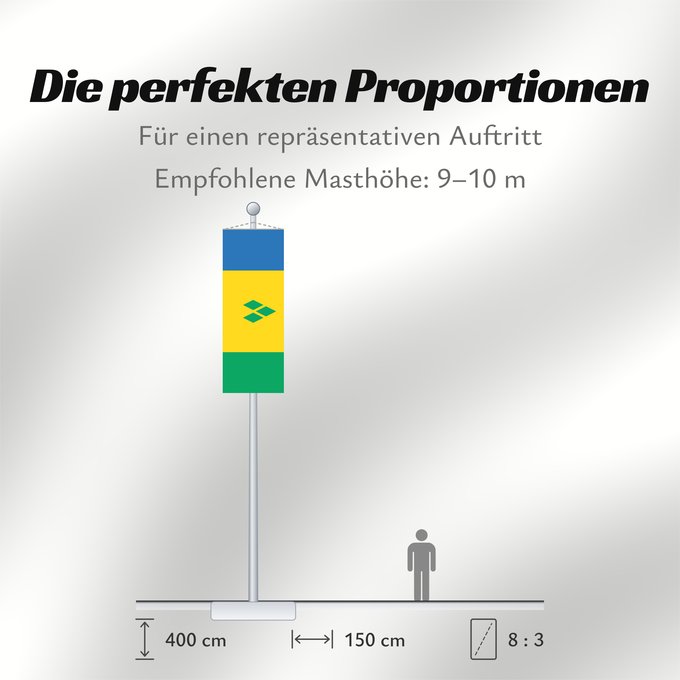 Proportionen der Flagge: Saint Vincent and the Grenadines	Saint-Vincent-et-les Grenadines	San Vicente y las Granadinas	St. Vincent und die Grenadinen	Saint Vincent e Grenadine	Флаг Сент-Винсента и Гренадин	Saint Vincenta in Grenadin