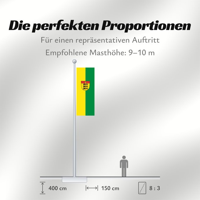 Proportionen der Flagge: Waldburg (Württembergisches Allgäu Oberschwaben)