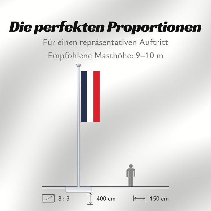 Proportionen der Flagge: France	Francia	Frankreich	France in #002654, #FFFFFF, #CE1126