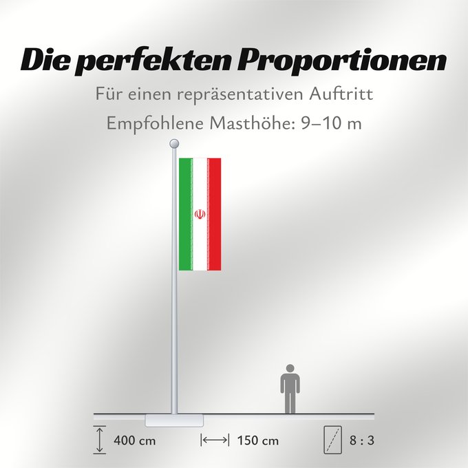 Proportionen der Flagge: Iran	Irán