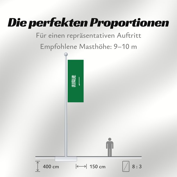 Proportionen der Flagge: Civil Ensign of Saudi Arabia  obverse	Saudi Arabia	Arabie saoudite	Arabia Saudita	Saudi-Arabien