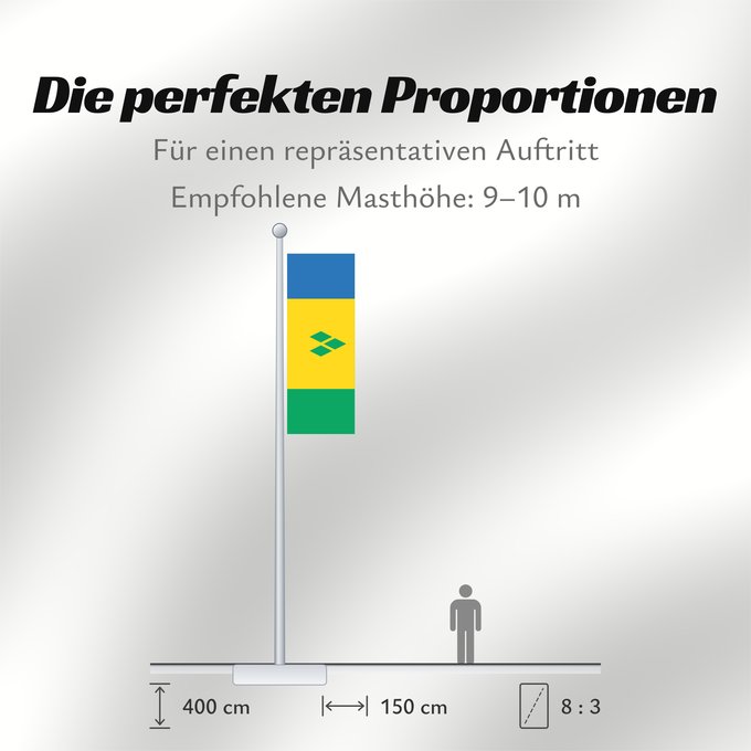 Proportionen der Flagge: Saint Vincent and the Grenadines	Saint-Vincent-et-les Grenadines	San Vicente y las Granadinas	St. Vincent und die Grenadinen	Saint Vincent e Grenadine	Флаг Сент-Винсента и Гренадин	Saint Vincenta in Grenadin