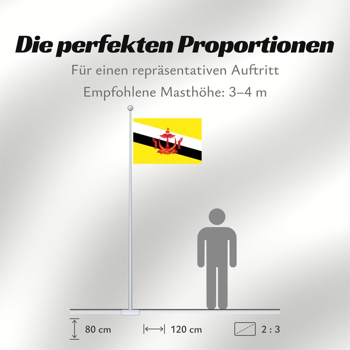 Proportionen der Flagge: Brunei Brunei Darussalam Brunéi علم بروناي Bruneis Brunein 브루나이의 국기 Bruney Brunei / بنديرا بروني ဘရူနိုင်းနိုင်ငံ၏ အလံတော် Флаг Брунея Bruneja புரூணை கொடி ธงชาติบรูไนดารุสซาลาม Watawat Brunay Cờ Brunei 文莱国旗