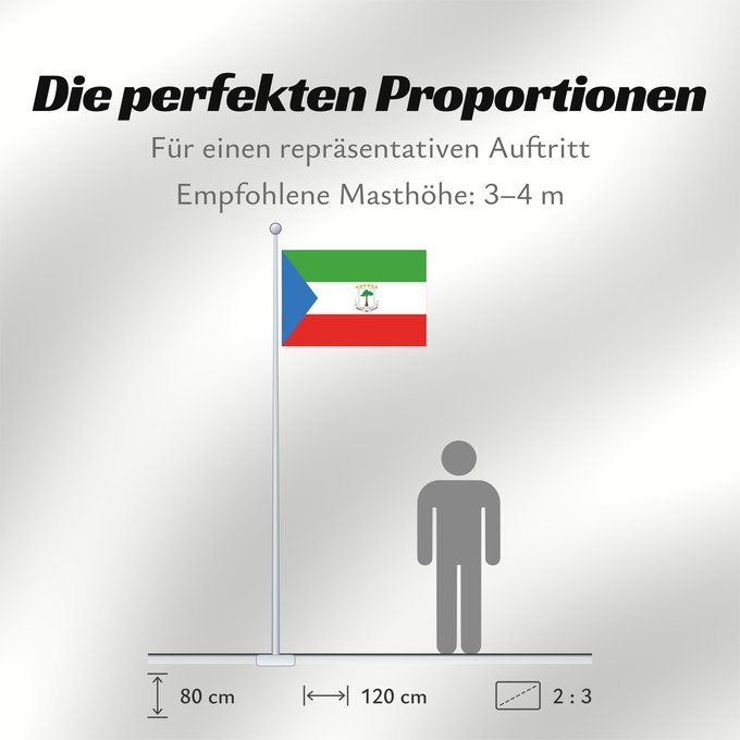 Proportionen der Flagge: Equatorial Guinea	Guinée équatoriale	Guinea Ecuatorial	Äquatorialguineas	Guinea Equatoriale	Guiné Equatorial	علم غينيا الاستوائية	Guinea Equatorial	Ekvatora Gvineo	Ekuatore Gineako bandera	Bɛndɛ́lɛ ya Republiki ya Gine-Ekwatorial	Флаг Экваториальной Гвине