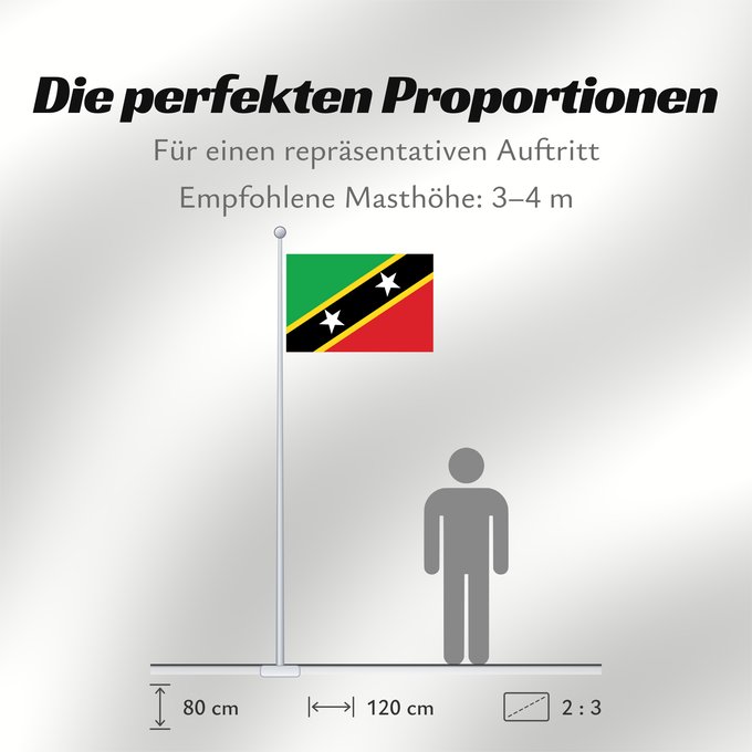 Proportionen der Flagge: Saint Kitts and Nevis	Saint-Christophe-et-Niévès	San Cristóbal y Nieves	St. Kitts und Nevis	Saint Kitts e Nevis	Saint Kitts a Nevis	Shan Críostóir-Nimheas	Sen Kitts ha Nevis	Флаг Сент-Китса и Невиса	Saunt Kitts an Nevis	Saint Kittsa in Nevisa