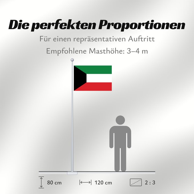 Proportionen der Flagge: Kuwait	Koweït	Kuwaitlabel QS Les