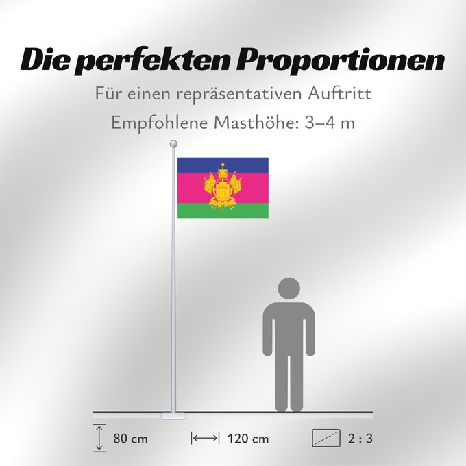 Proportionen der Flagge: Krasnodar Krai	Krasnodar Krai 	Kraï de Krasnodar	Krai de Krasnodar	Krasnodar krai	Kraj di Krasnodar