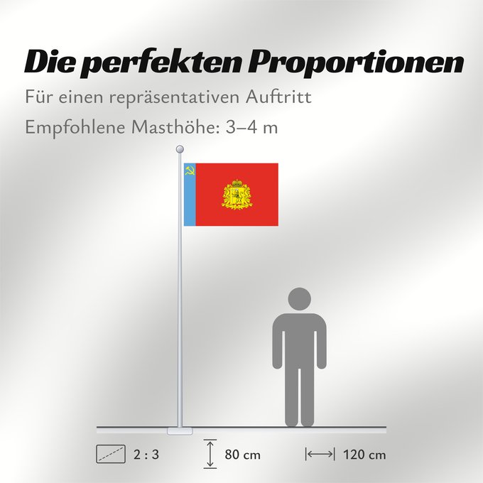 Proportionen der Flagge: Vladimir Oblast L Oblast de Vladimir Óblast de Vladímir Oblast Wladimir Oblast 'di Vladimir Vladimirin alueen Флаг Владимирской области