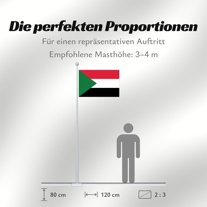 Proportionen der Flagge: Sudan	Soudan	Sudán	Soedan	علم السودان	Sudans