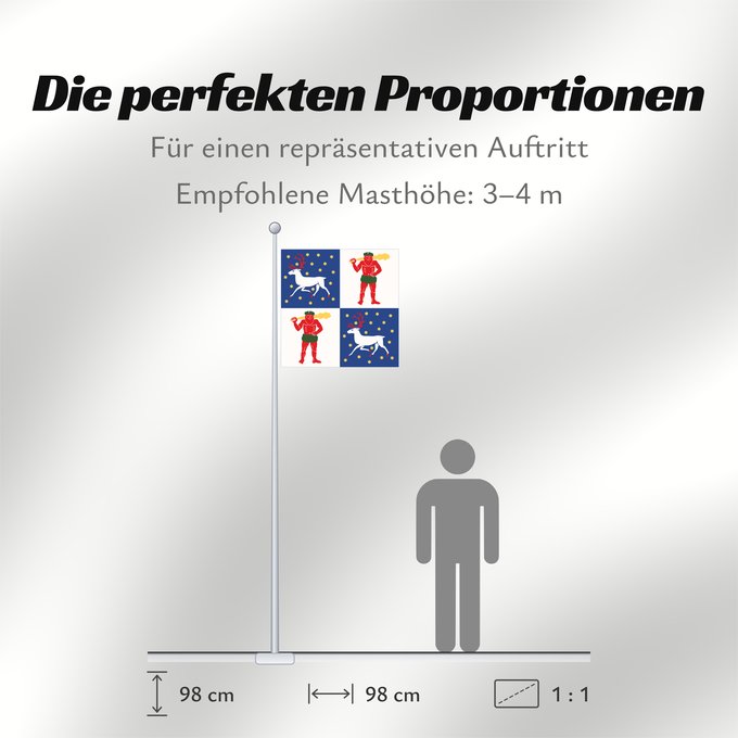 Proportionen der Flagge: Norrbottens län vapenflagga	Norrbotten County in Sweden	Norrbotten	Norrbottens läns vapenflagga