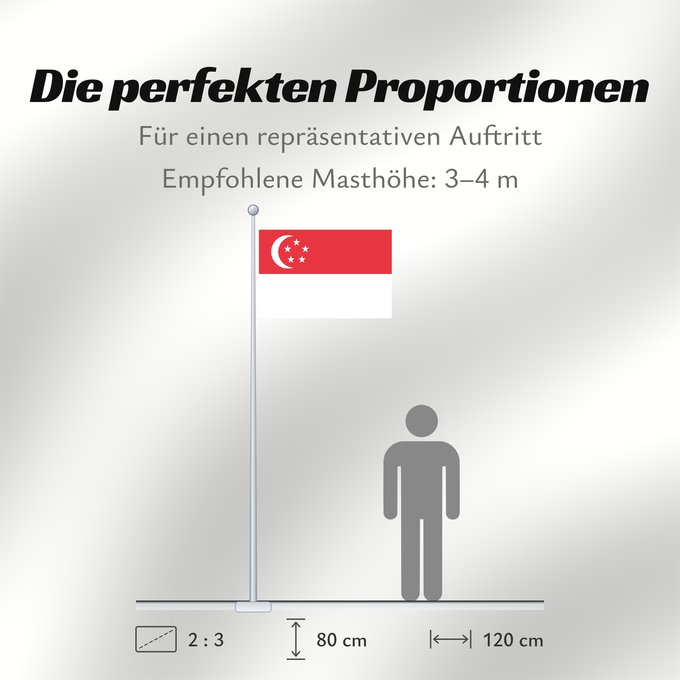 Proportionen der Flagge: Singapore Singapour Singapur Singapuru علم سنغافورة Singapuro Singapura Флаг Сингапура Singapurja சிங்கப்பூரி்ன் கொடி 新加坡国旗