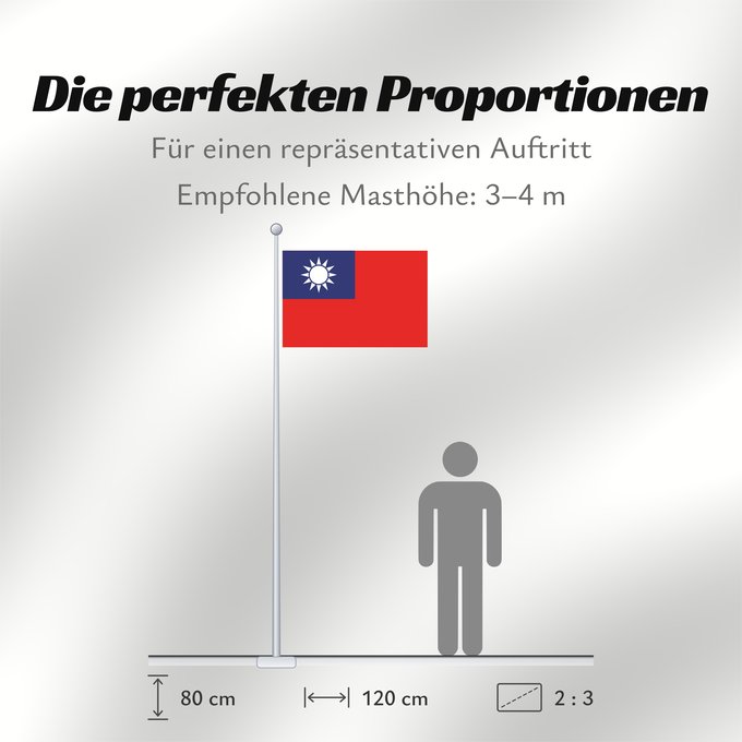 Proportionen der Flagge: Republic of China	Republic of China  Taiwan	République de Chine	República de China	Republik China  Taiwan	Repubblica di Cina	Republiek China	República da China	Republiki Chińskiej	Lýðveldi Postaulín Flagg	علم جمهورية الصين الوطنية	ཀྲུང་ཧྭ་དམངས་ཁབ དང་ལྕོག	
