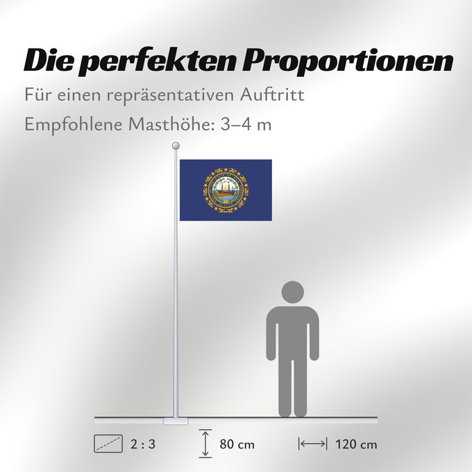 Proportionen der Flagge: New Hampshire New Hampshire Nuevo Hampshire ᎠᏤ ᎭᎻᏒ ᎦᏓᏘ Ka hae Nū Hamekia Novae Hantoniae Niihémpshoo Hahoodzo bidah naatʼaʼí Флаг Нью-Гэмпшира Američke savezne države New Hampshire