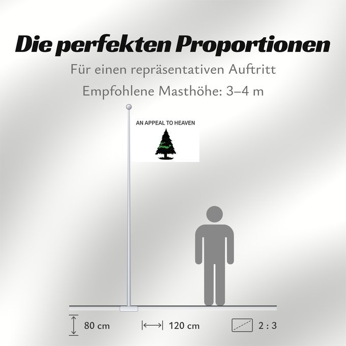 Proportionen der Flagge: An Appeal to Heaven	An Appeal to Heaven Flag  also called the Pine Tree Flag