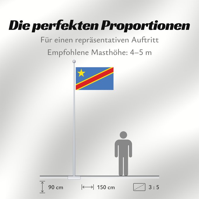 Proportionen der Flagge: Democratic Republic of the Congo	The national flag of the Democratic Republic of the Congo	La République démocratique du Congo	Rep. Dem. del Congo	Demokratischen Republik Kongo	Repubblica Democratica del Congo	Democratische Republiek Congo	علم جمهورية الك