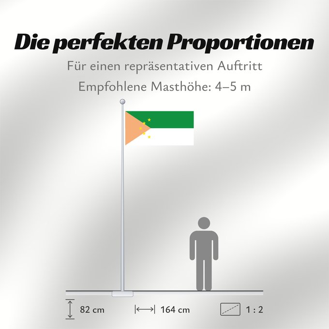 Proportionen der Flagge: Galeras  Sucre	Galeras (Sucre)	DESCRIPCION FISICA La bandera del Municipio de Galeras presenta una forma rectangular dividida en tres partes Un triangulo en el extremo izquierdo que llega hasta la tercera parte del largo de la bandera