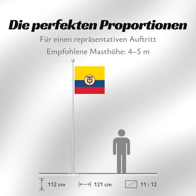 Proportionen der Flagge: Military flag of Colombia	That is used by the Army of Colombia	Guerra del Ejército de Colombia para las tropas de a pie	Militare della Colombia