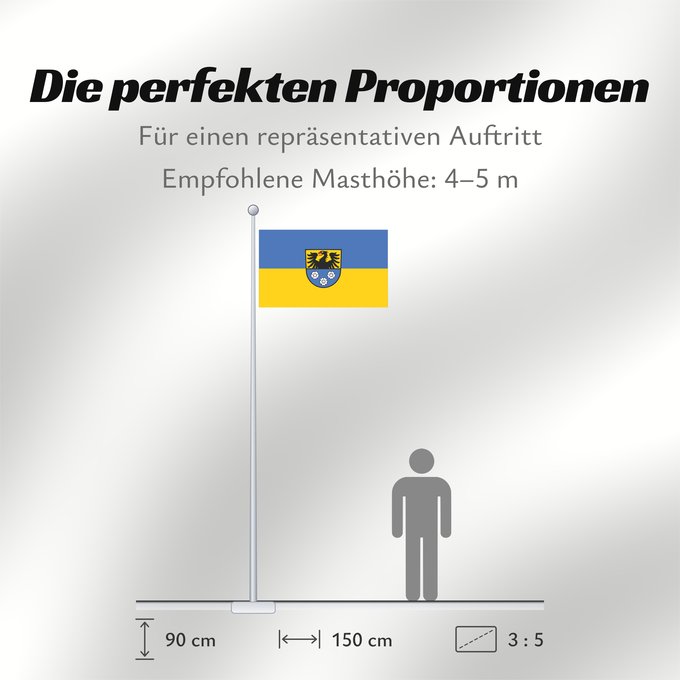 Proportionen der Flagge: Wertheim (Nördliches Baden-Württemberg)