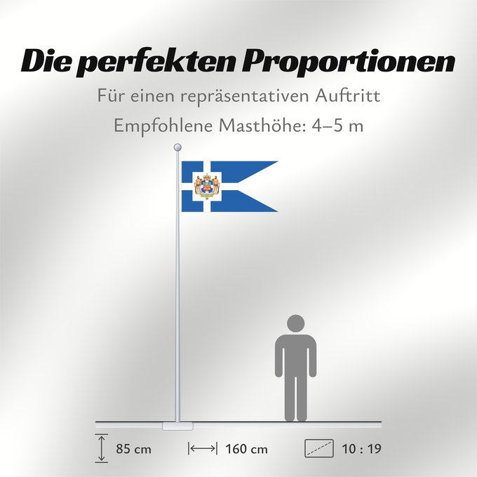 Proportionen der Flagge: Greek Royal Flag 1863 The reported first Royal Standard of Greece, ca