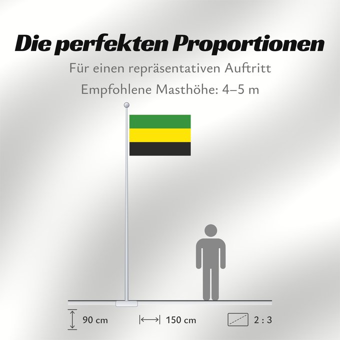 Proportionen der Flagge: First proposed flag of Jamaica