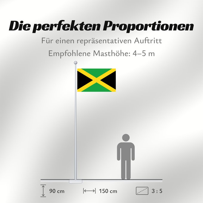 Proportionen der Flagge: Jamaica Jamaïque Jamaika Giamaica Флаг Ямайки Jamajke Прапор Ямайки