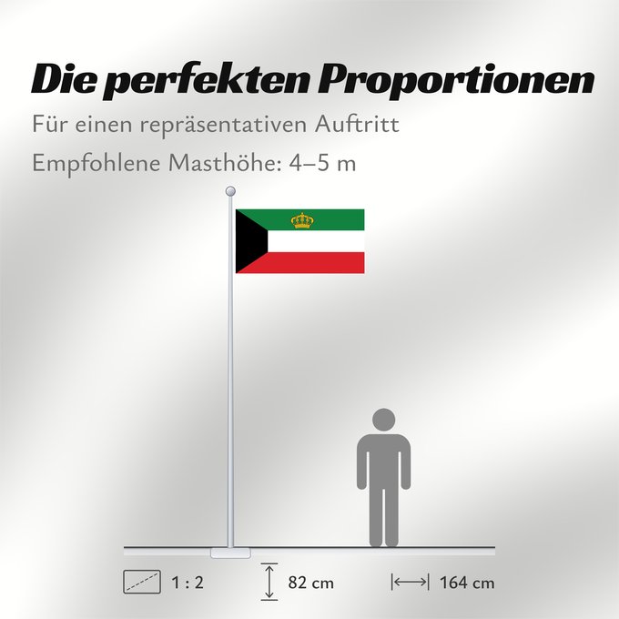 Proportionen der Flagge: Standard of the Emir of Kuwait	Étendard de l'Émir du Koweït	Estandarte del Emir de Kuwait	Standarte des Emirs von Kuwait	Stendardo dell'Emir del Kuwait
