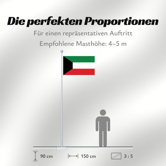 Proportionen der Flagge: Kuwait	Koweït	Kuwaitlabel QS Les