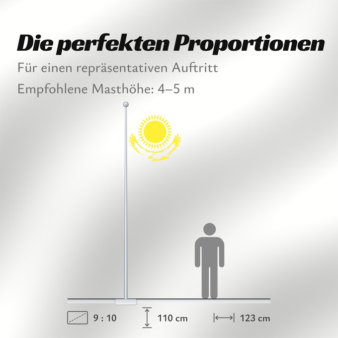 Proportionen der Flagge: Eagle and sun from the Kazakh	Republic of Kazakhstan	Qazaxıstan Respublikasının	Сцяг Казахстану	Kazachstánu	Ղազախստանի դրոշը	ყაზახეთის დროშა	Қазақстан Республикасының байрағы	Казакстан Республикасынын Туусу	Kazahstanului	Флаг Республики Казахстан	Kazahsta