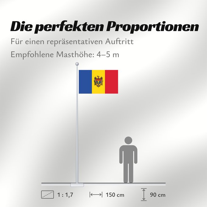 Proportionen der Flagge: Moldova Moldavie Moldavia Moldawien (Republik Moldau)