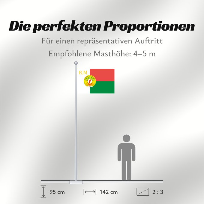Proportionen der Flagge: Presidential Standard of Madagascar	Étendard présidentiel de Madagascar	Estandarte Presidencial de Madagascar	Präsidentenstandarte von Madagaskar	Stendardo presidenziale del Madagascar