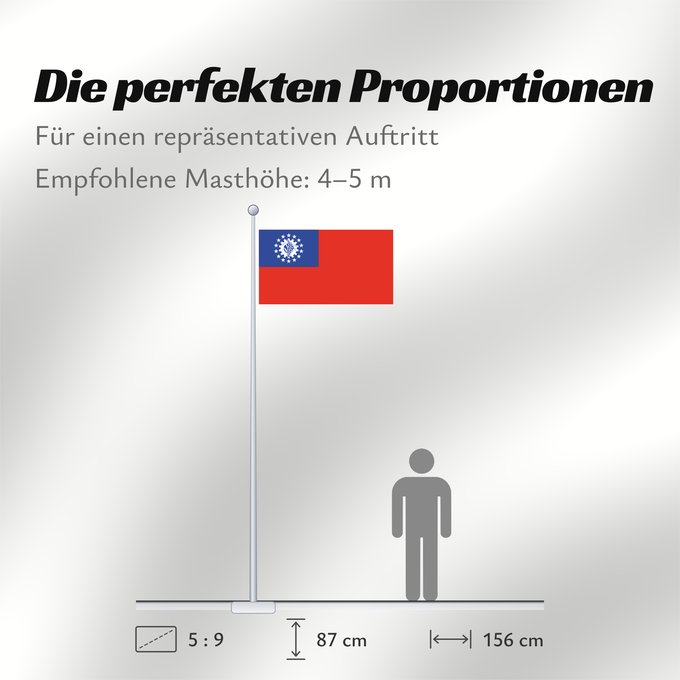 Proportionen der Flagge: Myanmar  1974–2010	Myanmar  Burma  from 1974-2010	Birmanie  1974-2010	Myanmar (1974–2010)	Myanmar	Birmania  1974-2010	Mianmar  1974-2010	মায়ানমারের জাতীয় পতাকা	মায়ানমারর ফিরালহান  1974-2010	Σημαία της Μιανμάρ  1974-2010	Mjanmao  1974-2010	म्यान्मार का 