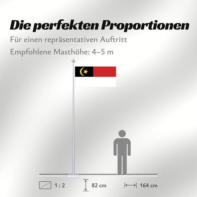 Proportionen der Flagge: Malacca Malaca Malakka Malaysian state Malacca. Drawn by Mysid