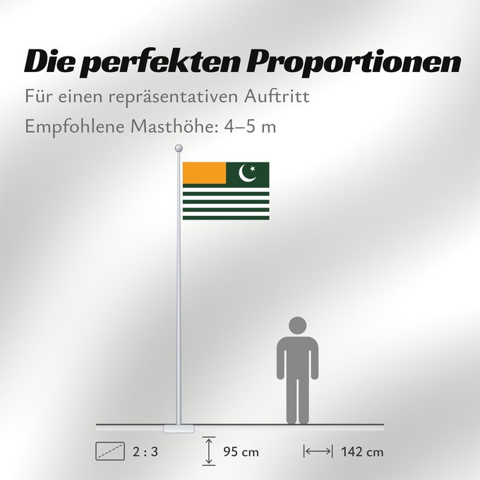 Proportionen der Flagge: Azad Kashmir	Azad Cachemire	Azad Cachemira	Azad Kaschmir	آزاد کشمیر کا پرچم