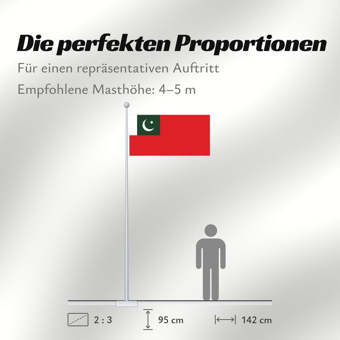 Proportionen der Flagge: Civil Ensign of Pakistan Pavillon civil du Pakistan Bandera de proa civil de Pakistán Zivile Flagge Pakistans Bandiera civile del Pakistan