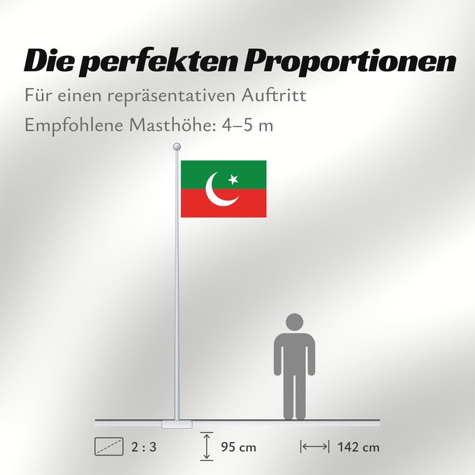 Proportionen der Flagge: Pakistan Tehreek-e-Insaf	2 3 ratio flag of the Pakistan Tehreek-e-Insaf