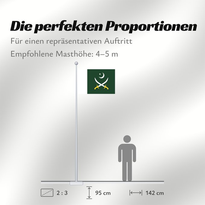 Proportionen der Flagge: Pakistani Army	Pakistan Army	Armée pakistanaise	Ejército de Pakistán	Pakistanische Armee	Esercito pakistano