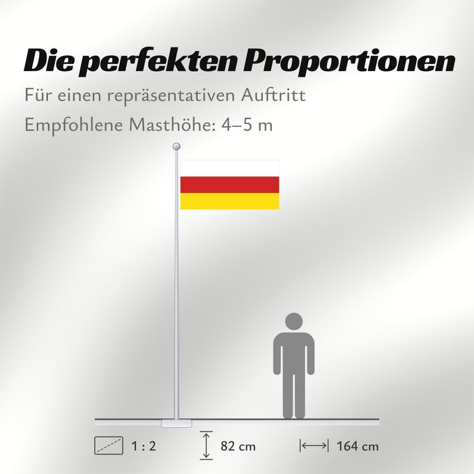Proportionen der Flagge: North Ossetia	Republic of North Ossetia-Alania	North Ossetia-Alania	North Osetia-Alania	North Ossetia-Alania 	Nord-Alania	Цӕгат Ирыстоны тырыса	Флаг Северной Осетии
