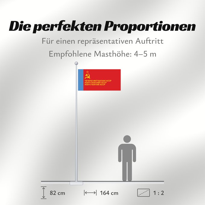 Proportionen der Flagge: Chechen-Ingush ASSR	ASSR tchétchéno-ingouche	ASSR Checheno-Ingusha	Tschetscheno-Inguschische ASSR	ASSR Ceceno-Inguscena	Байракх Нохч-ГӀалгӀайн АССР	ჩეჩნეთ-ინგუშეთის ასსრ-ს დროშა	Флаг Чечено-Ингушской АССР