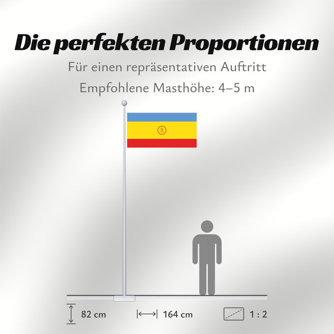 Proportionen der Flagge: Kalmykia  1992	Kalmykia (1992)	Kalmoukie (1992)	Kalmikia (1992)	Kalmückien (1992)	Calmucchia (1992)	Флаг Республики Калмыкия	Туг Хальмг Таңһч