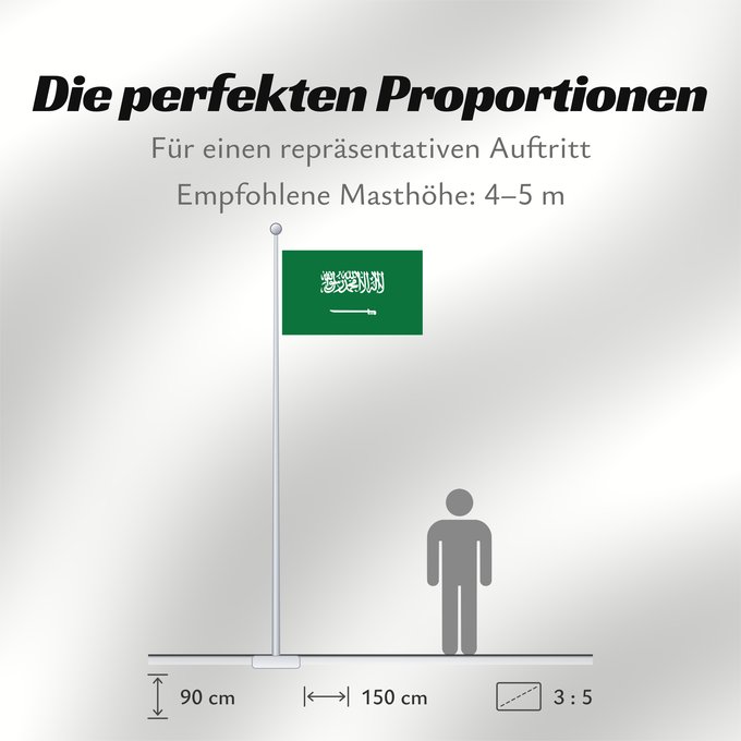 Proportionen der Flagge: Civil Ensign of Saudi Arabia  obverse	Saudi Arabia	Arabie saoudite	Arabia Saudita	Saudi-Arabien