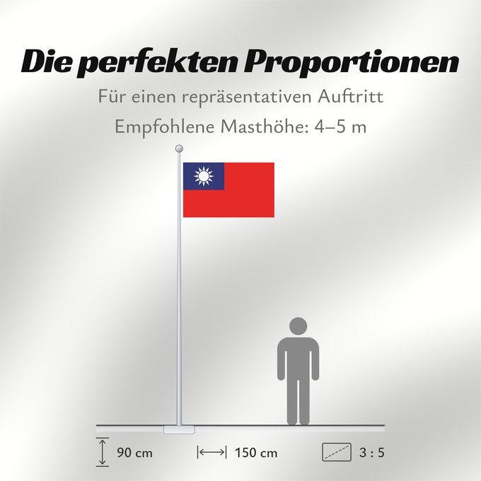 Proportionen der Flagge: Republic of China	Republic of China  Taiwan	République de Chine	República de China	Republik China  Taiwan	Repubblica di Cina	Republiek China	República da China	Republiki Chińskiej	Lýðveldi Postaulín Flagg	علم جمهورية الصين الوطنية	ཀྲུང་ཧྭ་དམངས་ཁབ དང་ལྕོག	