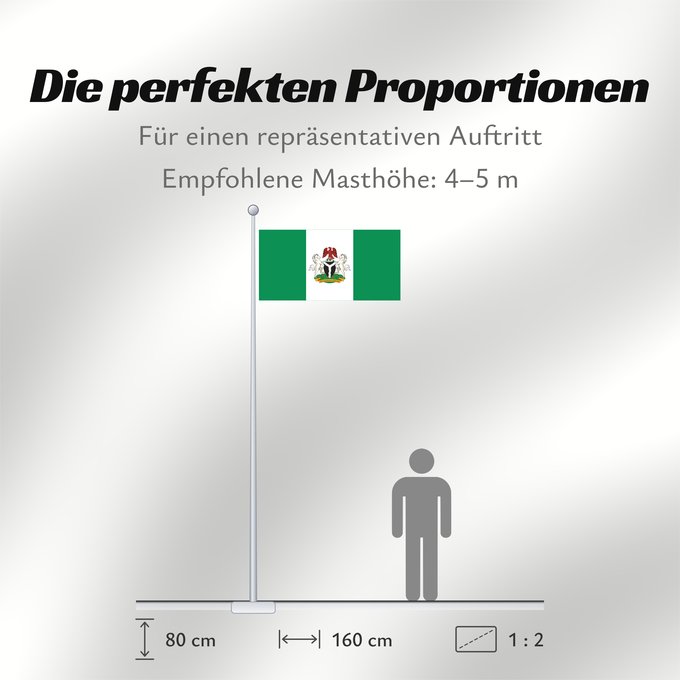 Proportionen der Flagge: Nigeria state State flag of the Federal Republic of Nigeria Nigeria (drapeau d'État) Nigeria (bandera de estado) Nigeria (Staatsflagge) Nigeria (bandiera di stato) A Nigériai Szövetségi Köztársaság állami