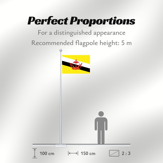 Flag Proportions: Brunei Brunei Darussalam Brunéi علم بروناي Bruneis Brunein 브루나이의 국기 Bruney Brunei / بنديرا بروني ဘရူနိုင်းနိုင်ငံ၏ အလံတော် Флаг Брунея Bruneja புரூணை கொடி ธงชาติบรูไนดารุสซาลาม Watawat Brunay Cờ Brunei 文莱国旗