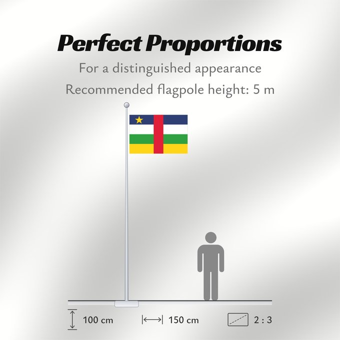 Flag Proportions: Central African Republic The proportions of this flag are 3 2; however République centrafricaine República Centroafricana Zentralafrikanischen Republik Repubblica Centrafricana Centraal-Afrikaanse Republiek علم جمهورية أفريقيا الوسطى Af den Central Afrika
