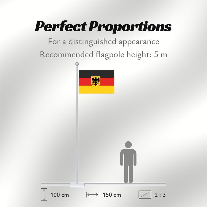 Flag Proportions: Germany state Bundesdienstflagge Flag of the federal authorities of Germany Allemagne La Bundesdienstflagge está reservada para las autoridades federales alemanas Die Bundesdienstflagge ist den deutschen Bundesbehörden vorbehalten Germania