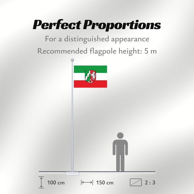 Flag Proportions: North Rhine-Westphalia	Civil flag of North Rhine-Westphalia	Rhénanie-du-Nord - Westphalie	Renania del Norte-Westfalia	Landesflagge Nordrhein-Westfalens	Renania settentrionale-Westfalia	Banniel Nordrhein-Westfalen