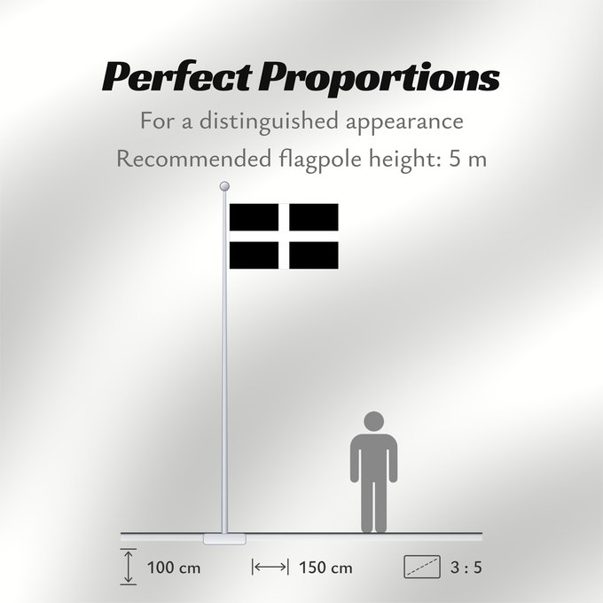 Flag Proportions: Cornwall Saint Piran s Flag, Flag of Cornwall Saint Piran, Drapeau des Cornouailles Cornualles Cornovaglia Cornwealla fana Banniel Sant Piran Cernyw Chorn Peran, Baner Kernow Cornubiae