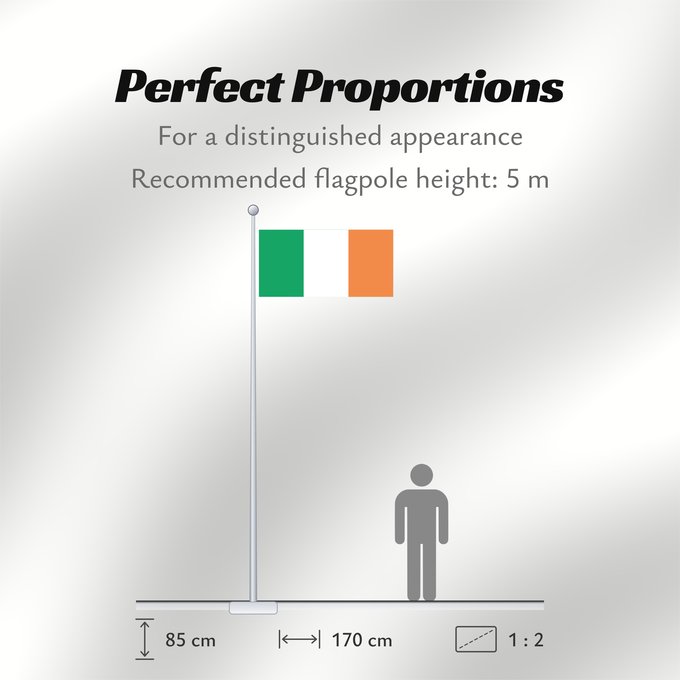 Flag Proportions: Ireland Note that the green portion of the flag was designed to represent the majority Catholic residents of the island La partie verte du drapeau représente la majorité catholique de l île Es notable el hecho que la parte verde de la bandera representa l
