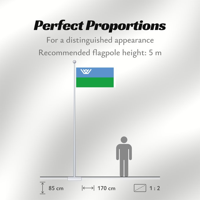 Flag Proportions: Yugra Khanty-Mansi Autonomous Okrug Le district autonome des Khantys-Mansis Iougra distrito autónomo de Janti-Mansi - Yugra Autonome Kreis der Chanten und Mansen Флаг Ханты-Мансийского автономного округа — Югры